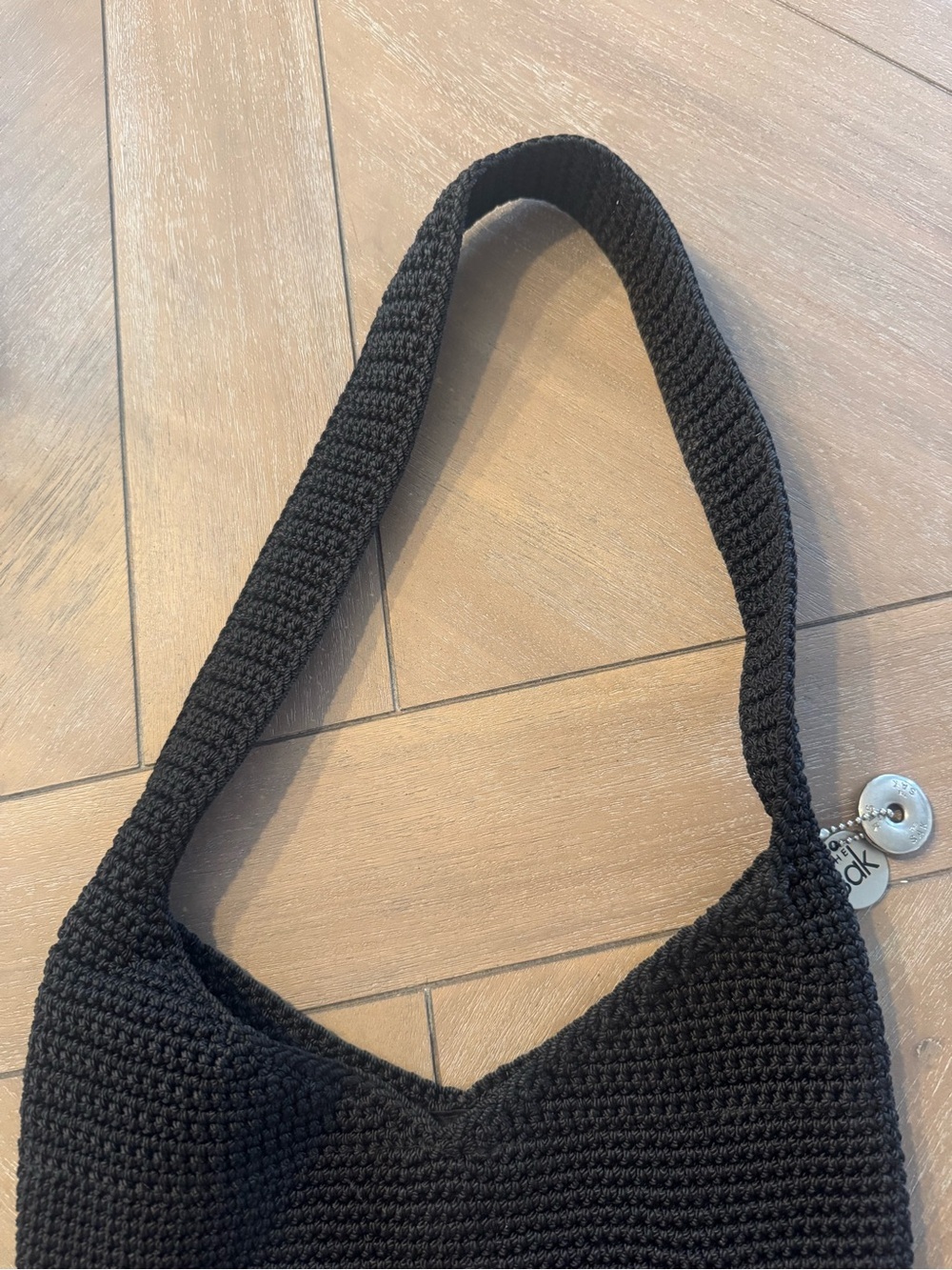 The Sak Black Crochet Shoulder Bag with Front Zipper - Picture 4 of 10